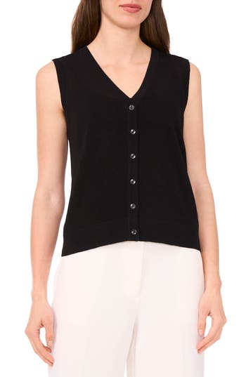 Halogen ® Sleeveless Button-up Sweater In Black