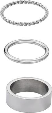 Adornia Set of 3 Tarnish Resistant Assorted Stacking Rings