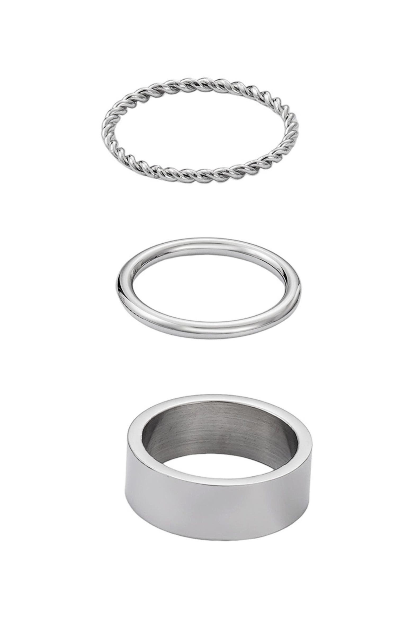 Three Ring Stack Adornia Set of 3 Tarnish Resistant Assorted Stacking Rings (Women ...