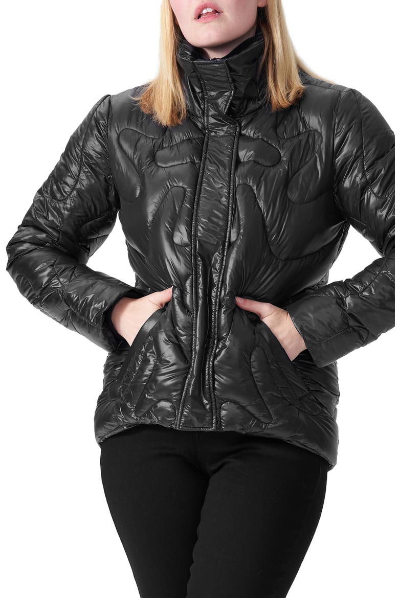 Josie Short Water Resistant Puffer Jacket, Main, color, BLACK