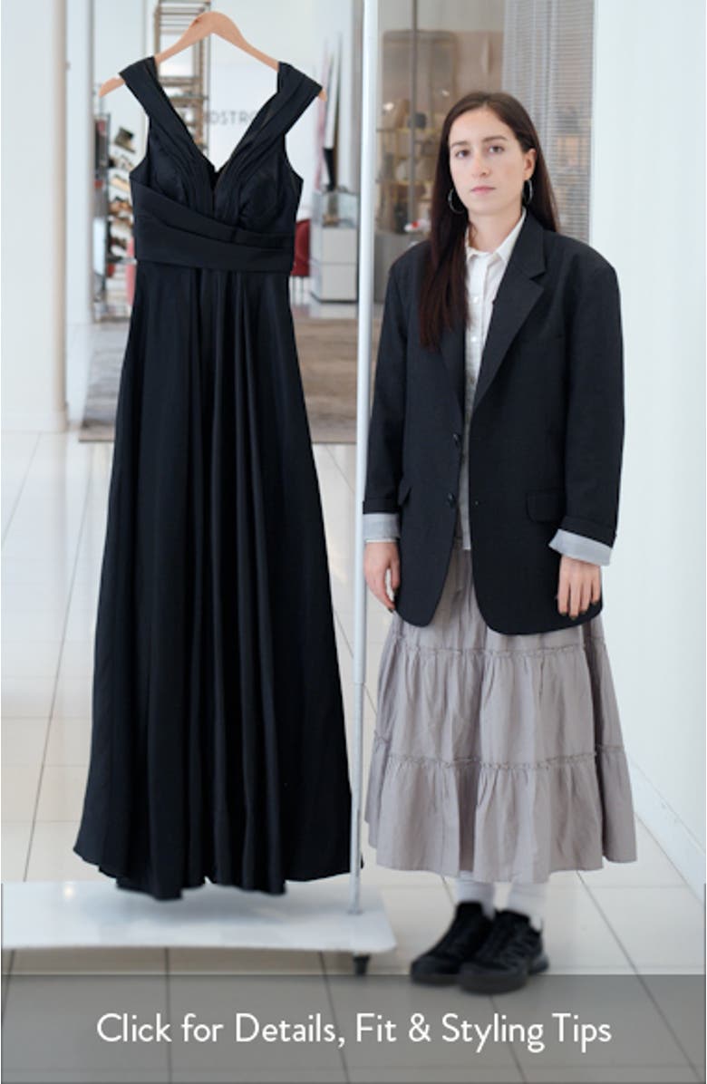 Elara Plunge Neck Satin Gown, sales video thumbnail