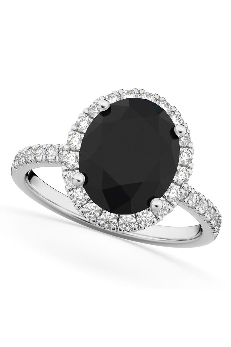 Oval Black Diamond & Diamond Engagement Ring 14K, Main, color, 3.51ct/White Gold
