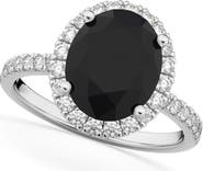 ALLUREZ Oval Black Diamond & Diamond Engagement Ring 14K
