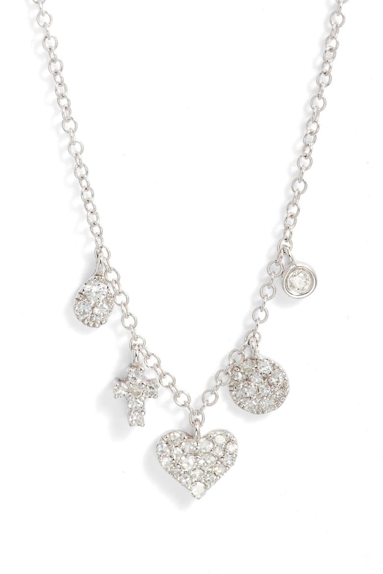 Diamond Charm Necklace, Main, color, SILVER