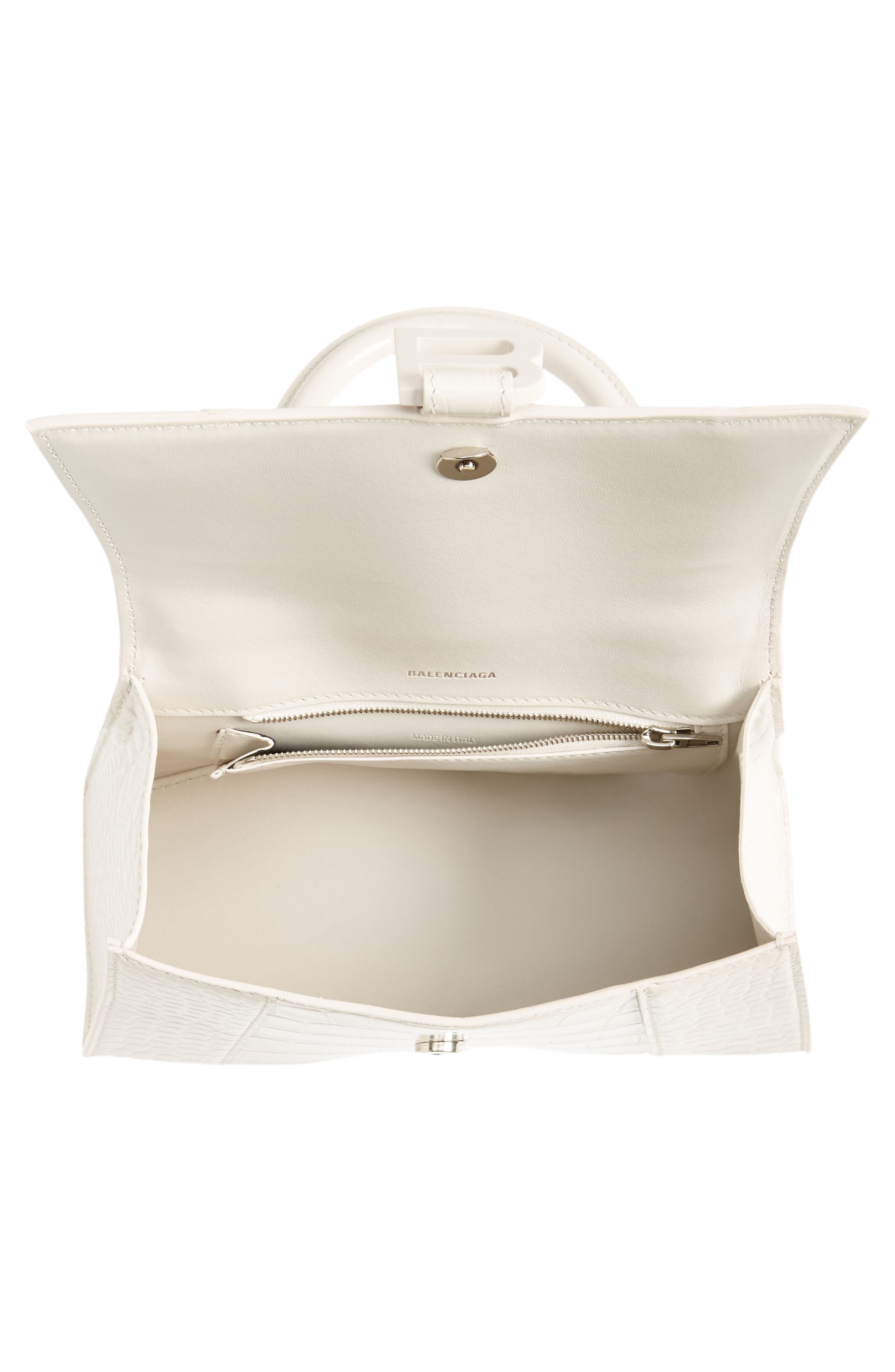 Balenciaga Hourglass Croc Embossed Leather Top Handle Bag, Alternate, color, 