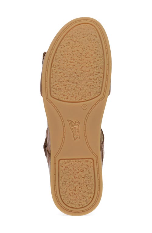 Dansko Candace Ankle Strap Wedge Sandal In Tan Burnished Nappa