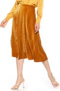 Alexia Admor Alania Pleated Velvet Midi Skirt