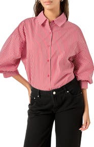 English Factory Stripe Balloon Sleeve Shirt
