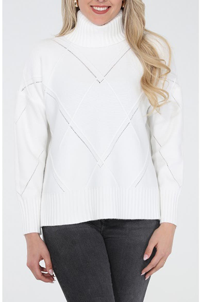 Argyle Turtleneck Sweater, Main, color, IVORY