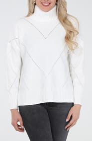 RAIN AND ROSE Argyle Turtleneck Sweater