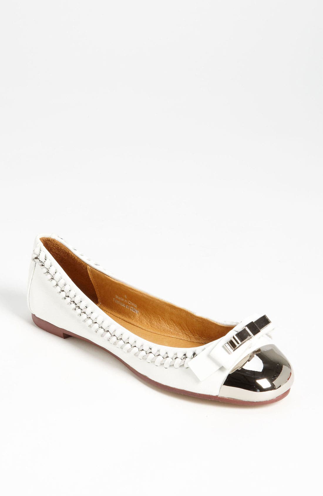 'Carrie-B' Cap Toe Ballet Flat, Main, color, WHITE/ SILVER