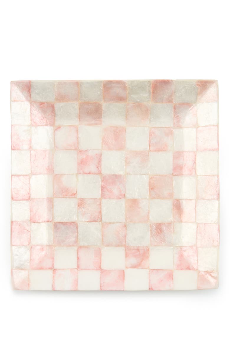 MACKENZIE CHILDS Rosy Check Capiz Catchall Tray, Alternate, color, Rosy
