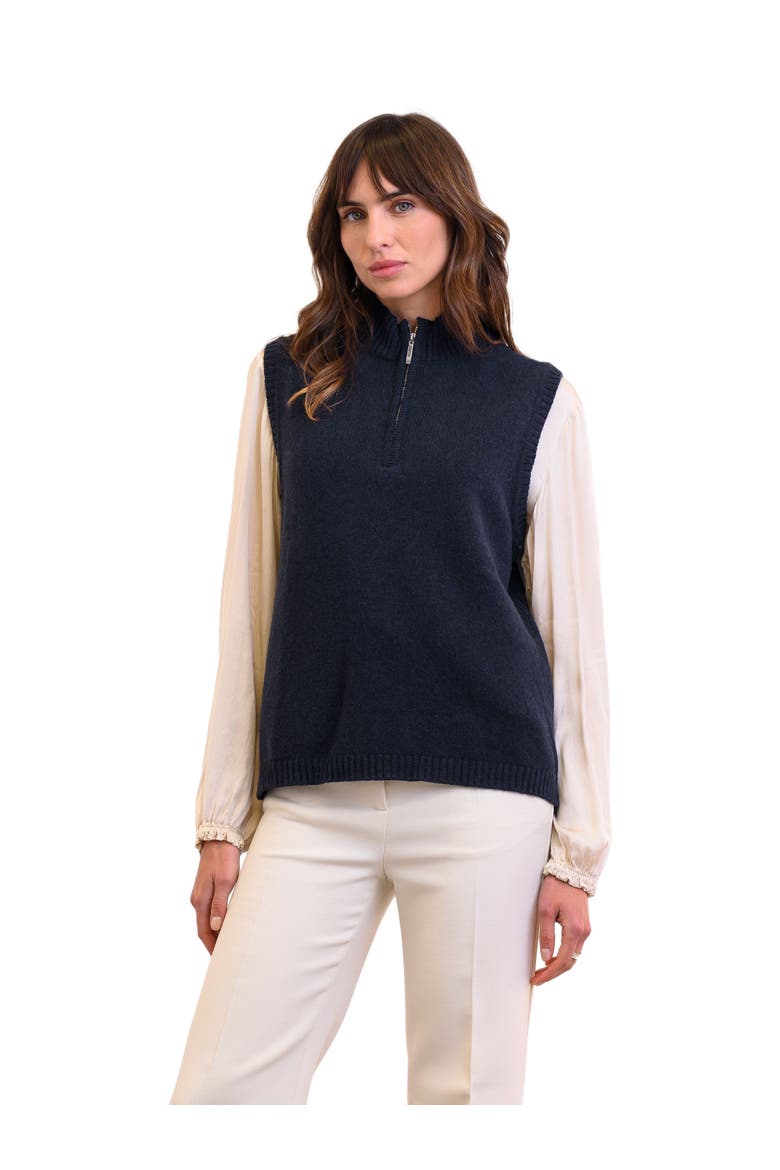 Lmbswl Quarter Zip Slvless Top, Main, color, DARK NAVY