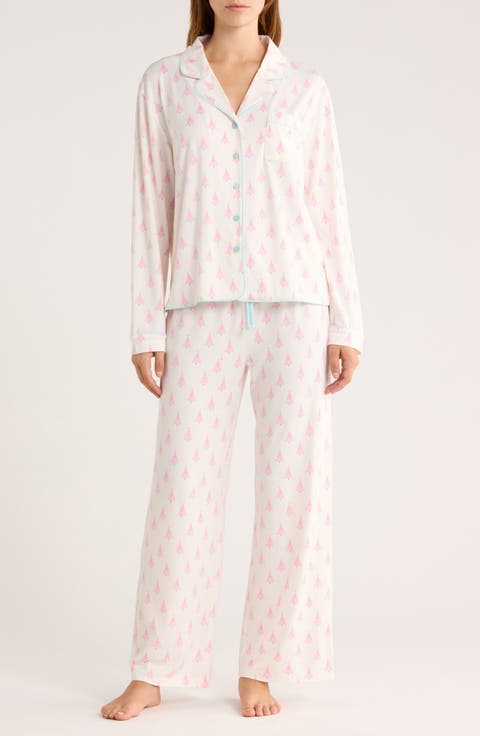 Quiet Night Long Sleeve Button-Up Top & Pants Pajamas