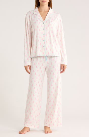 Honeydew Quiet Night Long Sleeve Button-up Top & Pants Pajamas In White