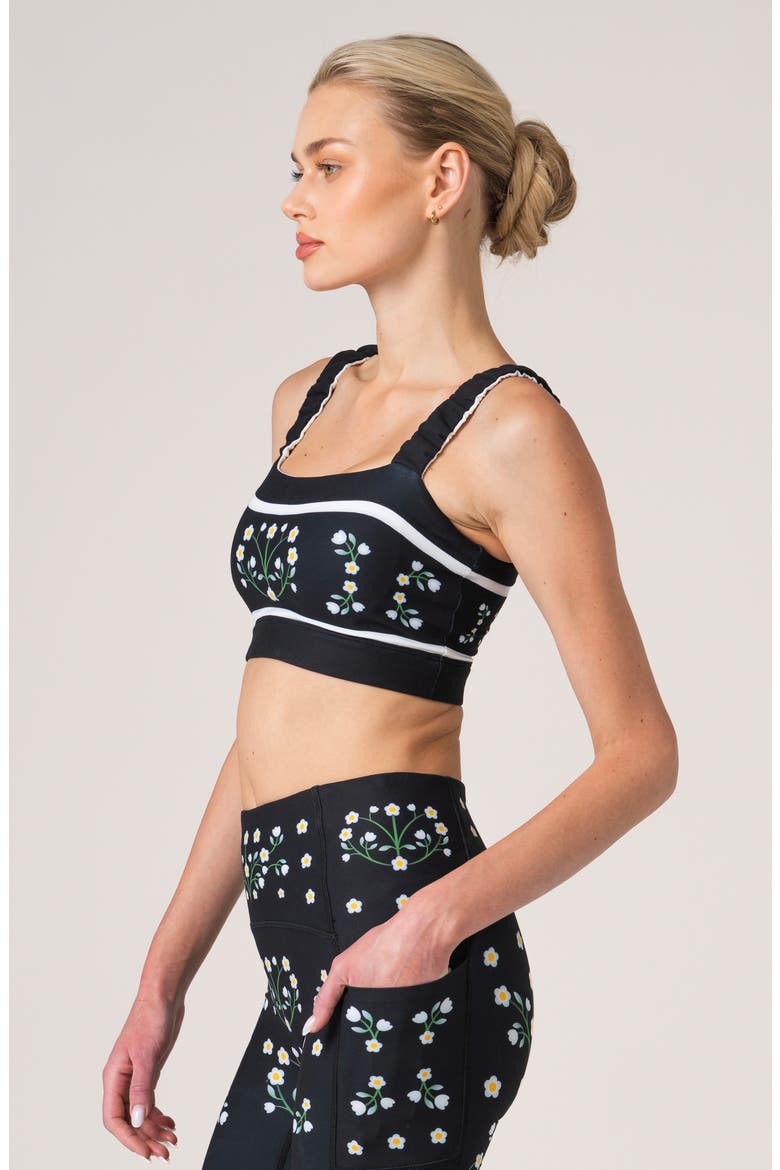 Day/Night Garden Reversible Ruched Sports Crop Top, Alternate, color, Black