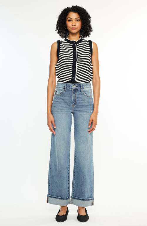 Kancan Bellen Essentials High Rise Wide Jeans In Blue