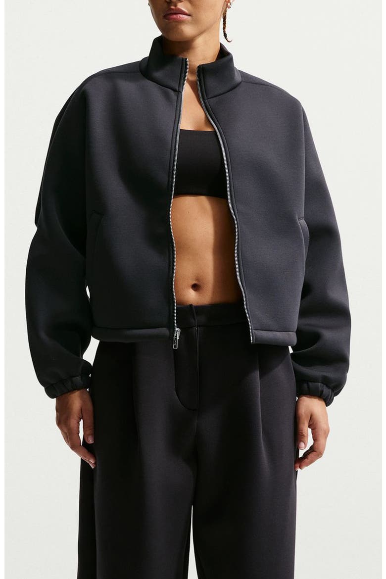 Pregame Fleece Oversized Track Jacket, Main, color, 010 BLACK/BLACK