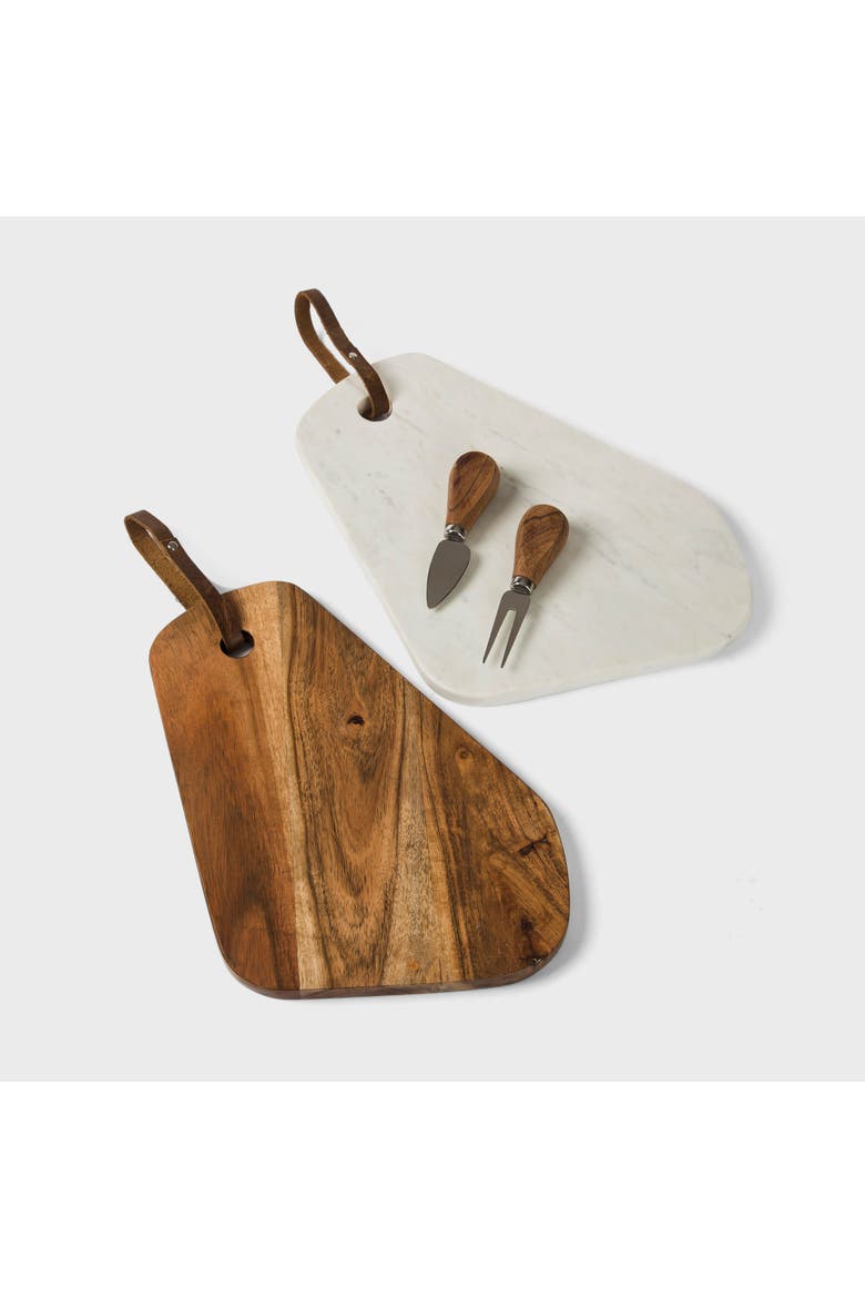 Marble and Acacia Wood Cutting Board - Set of 2, Alternate, color, White Marble/Wood