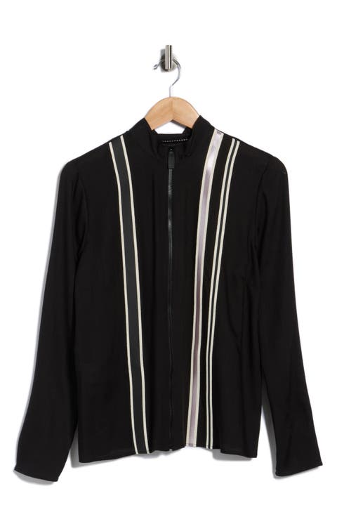 Stripe Wool Zip Blouse