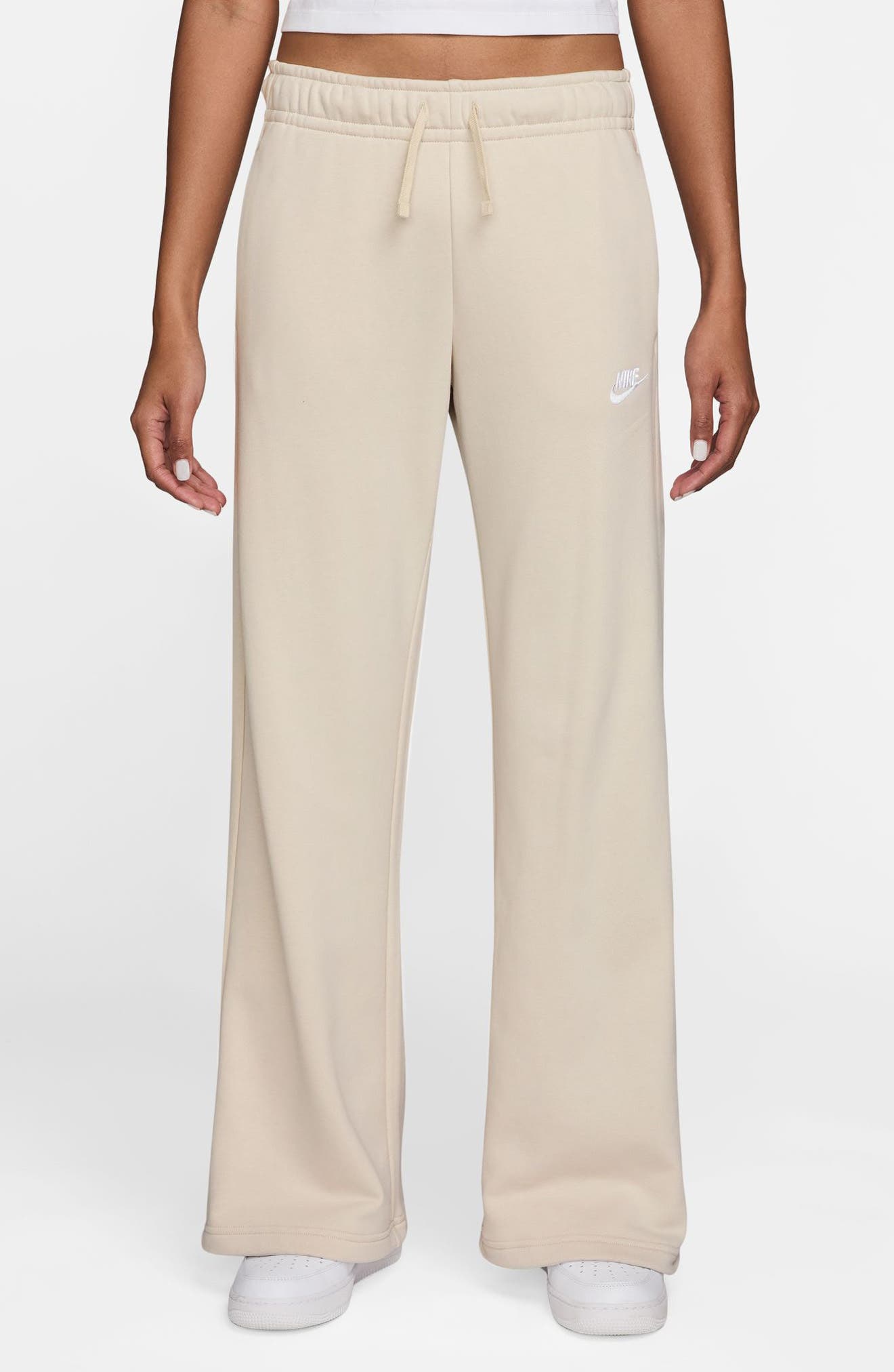oatmeal nike swoosh joggers