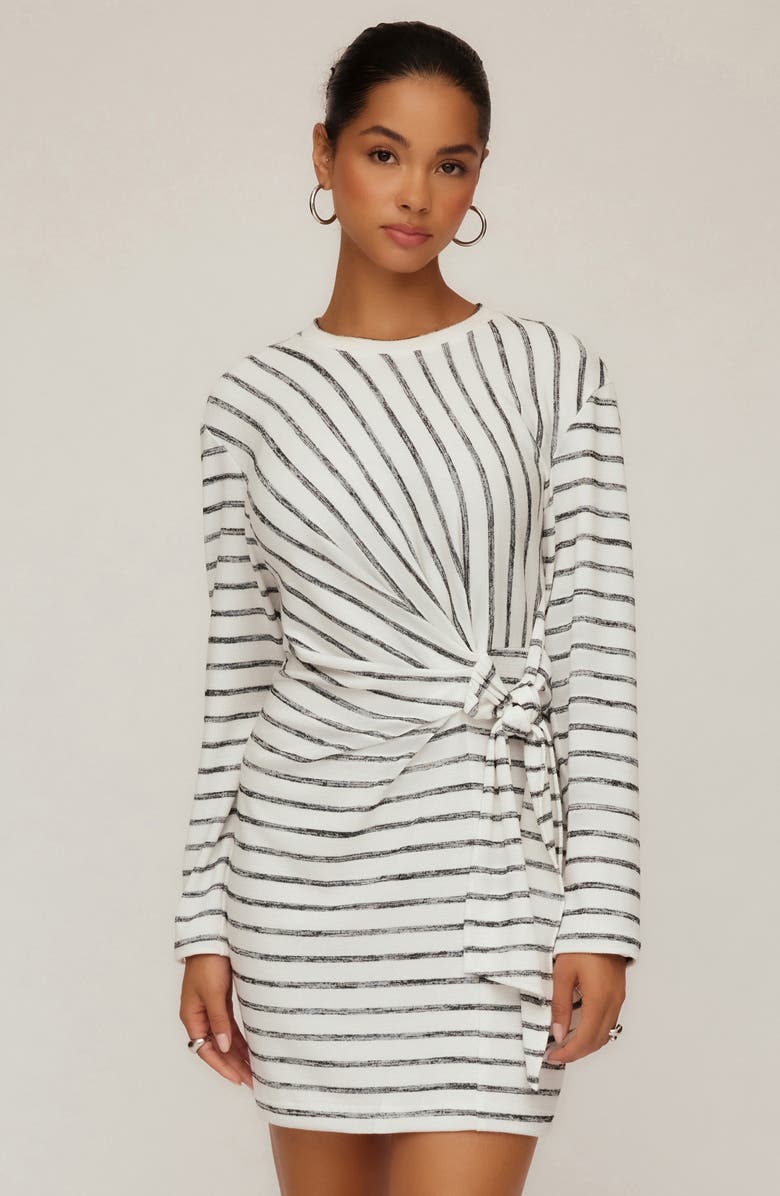 FIFTEEN TWENTY Darla Side Tie Long Sleeve Minidress, Alternate, color, Stripe