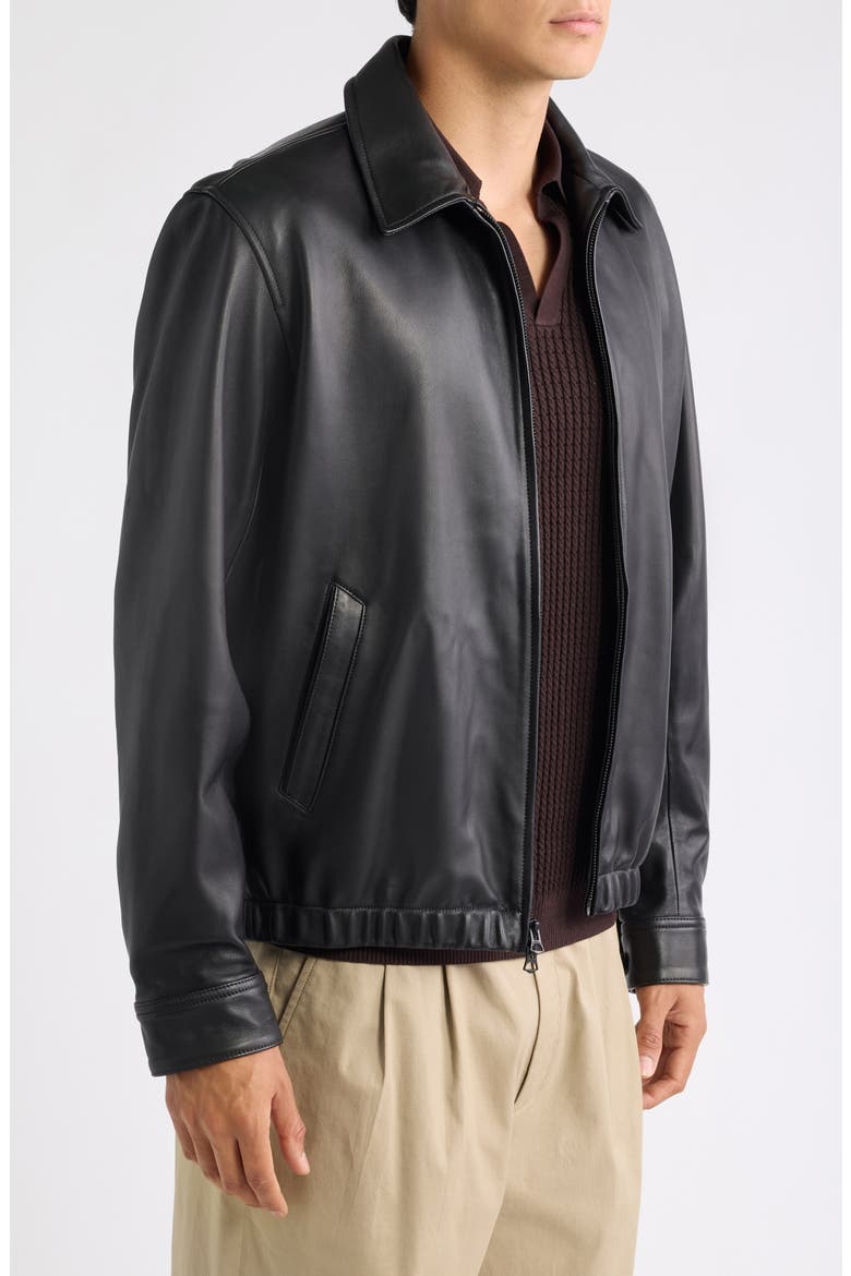 Harrington Leather Jacket, Alternate, color, BLACK