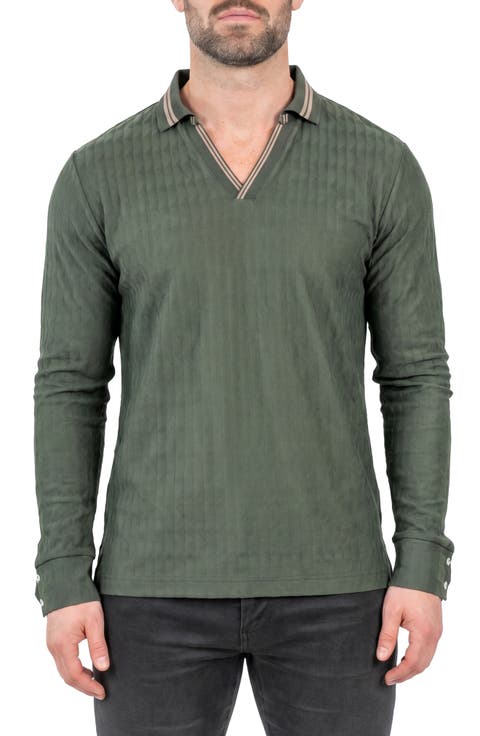 Unknown Long Sleeve Cotton Polo
