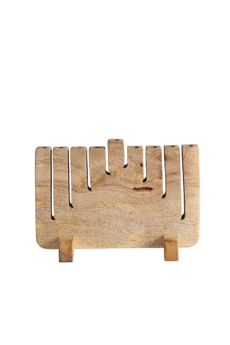 Modern Mango Wood Menorah, Main, color, Natural
