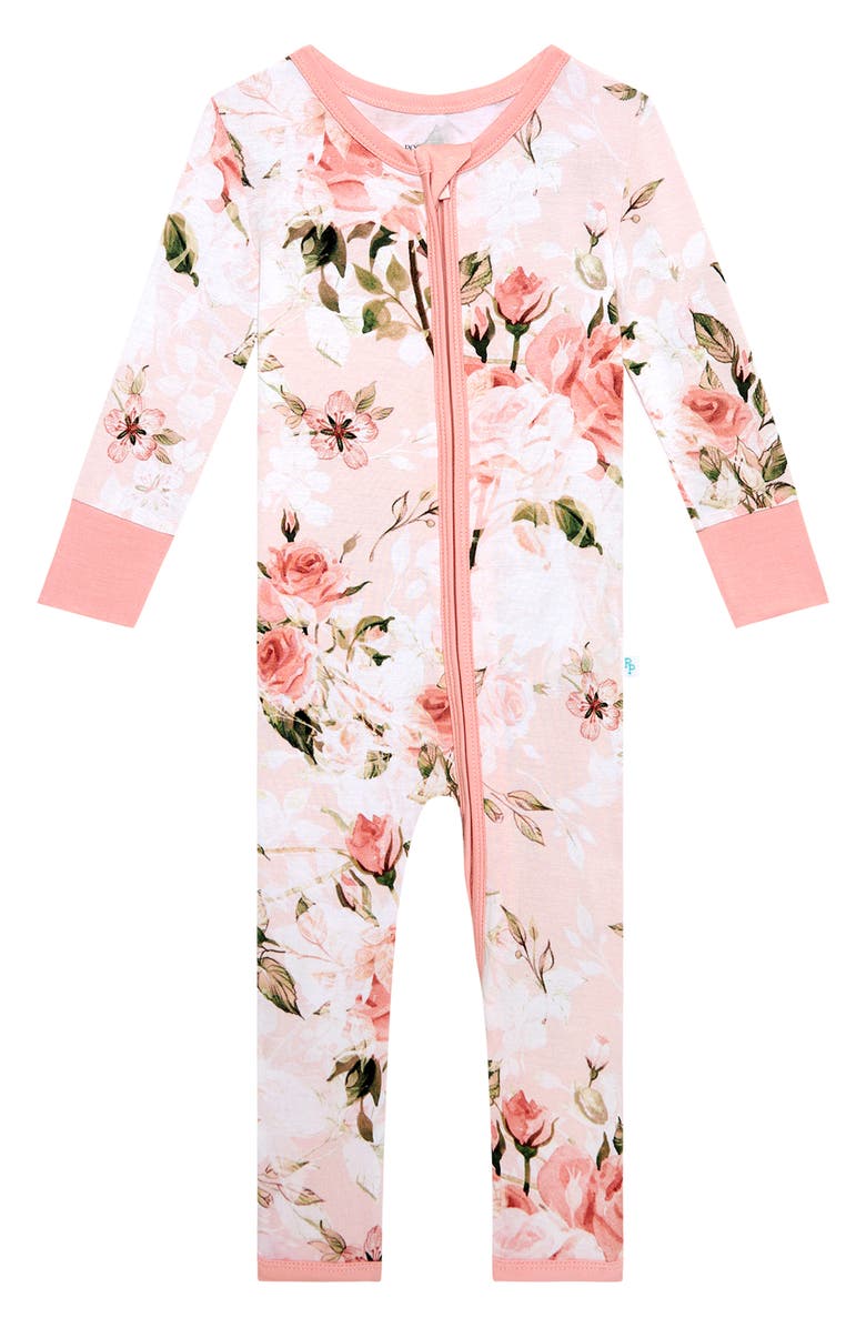 Posh Peanut Vintage Pink Rose Fitted Convertible Footie Pajamas, Alternate, color, Light/ Pastel Pink