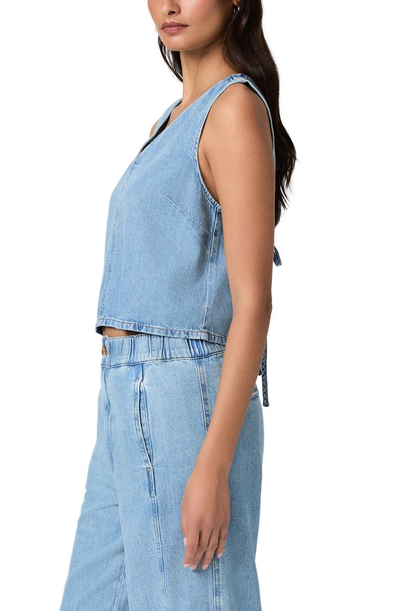 PAIGE Zola Back Tie Crop Denim Top, Alternate, color, Revolution