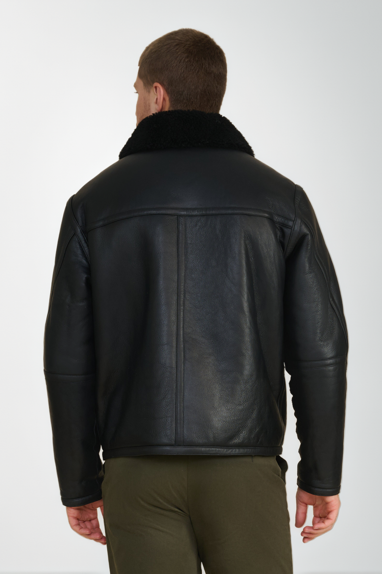 Landon Leather Shearling Jacket, Alternate, color, Black