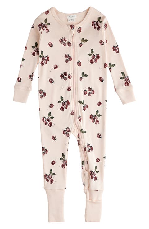 Berry Print One Piece Cotton Convertible Footie Pajamas (Baby)