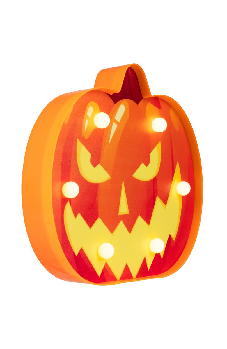 Northlight LED Lighted Jack-O-Lantern Halloween Marquee Sign - 7.5" - White Lights, Alternate, color, Orange