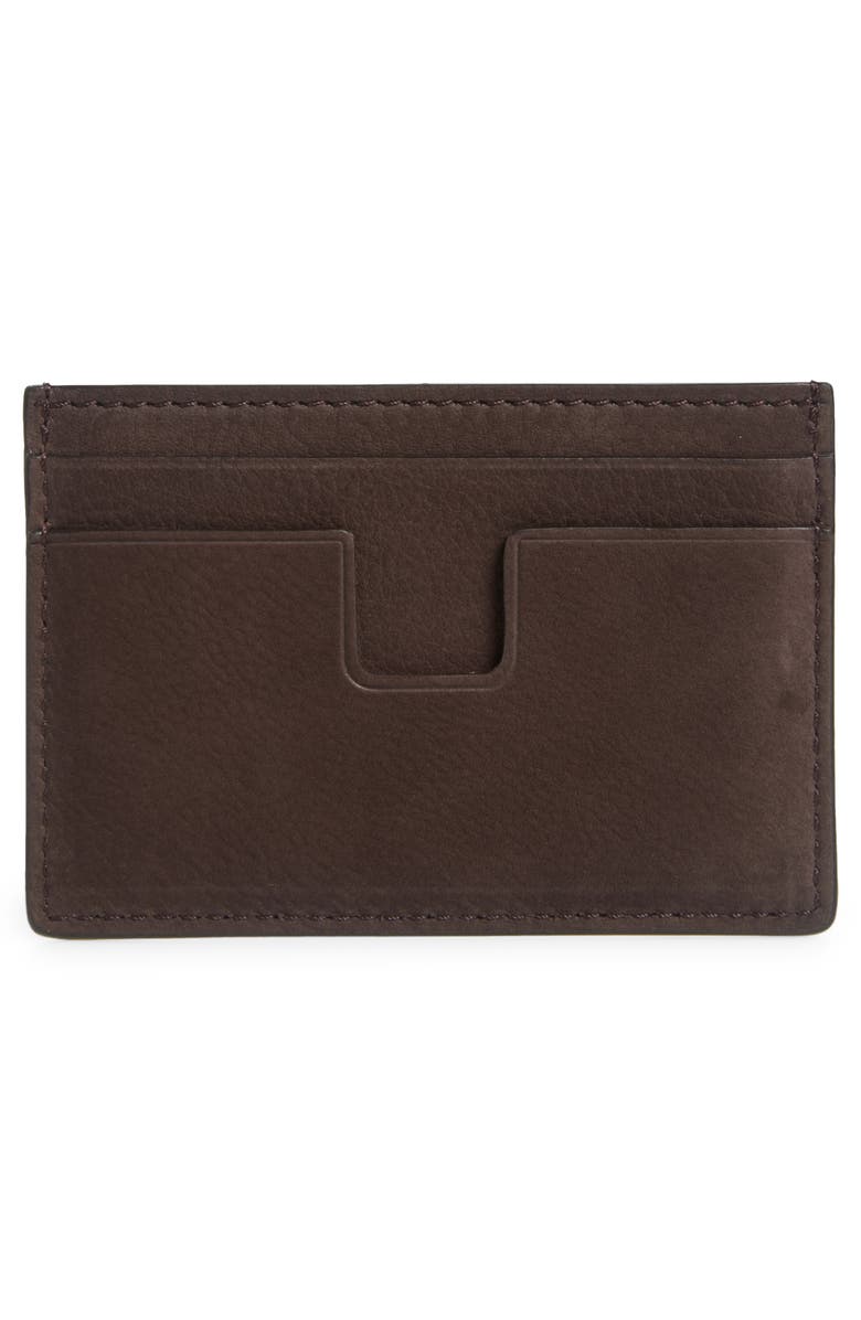 TOM FORD T-Line Nubuck Card Case, Alternate, color, 1B076 Deep Umber