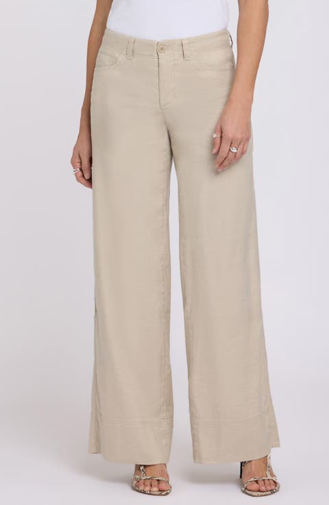 Linen Blend Wide Leg Pants (Regular & Petite)