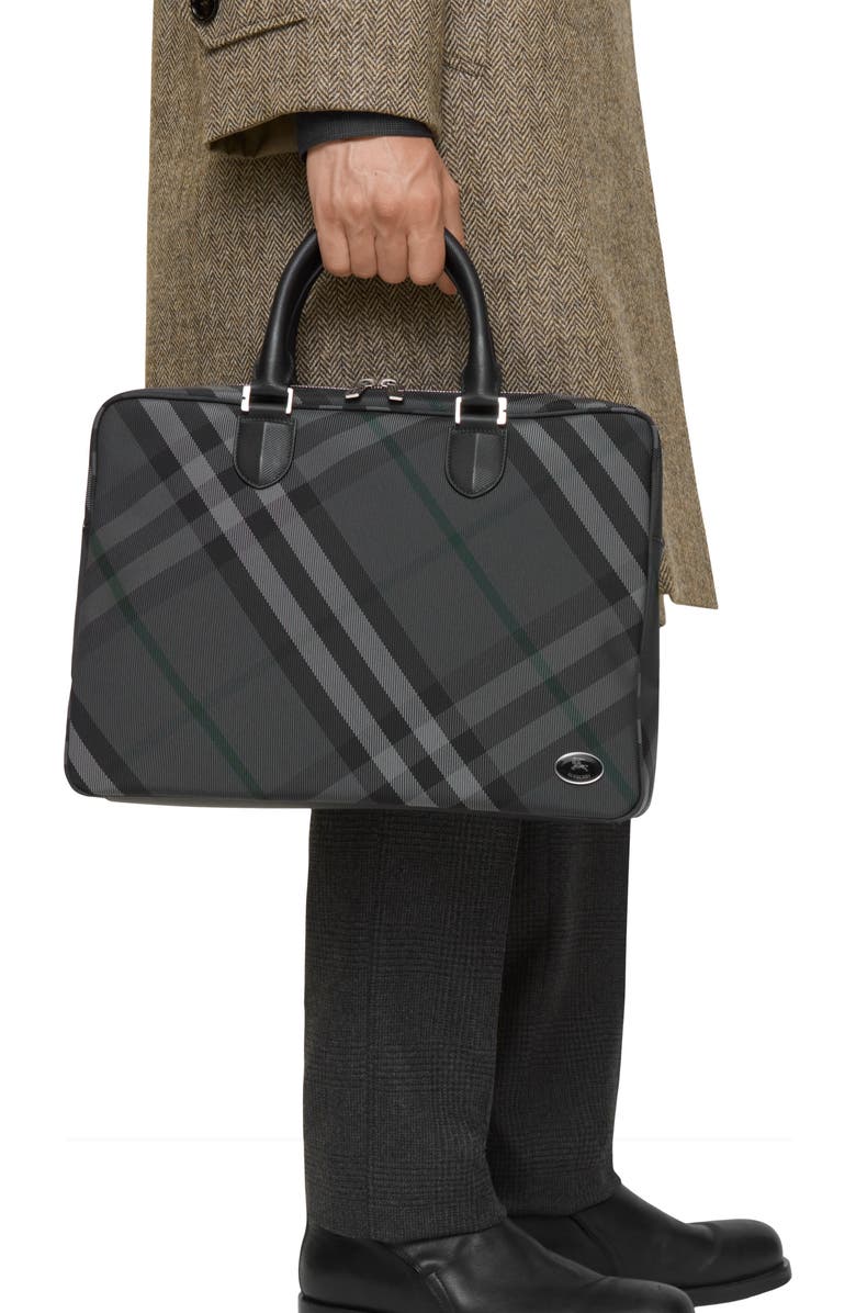 Burberry Grid Briefcase, Alternate, color, Charcoal Grey