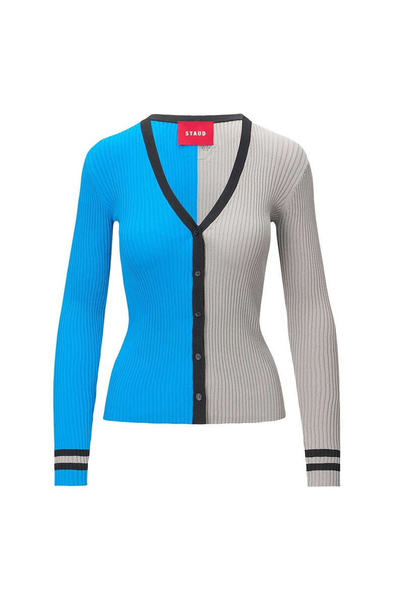 STAUD Women's STAUD Blue/Silver Detroit Lions Cargo Sweater, Alternate, color,