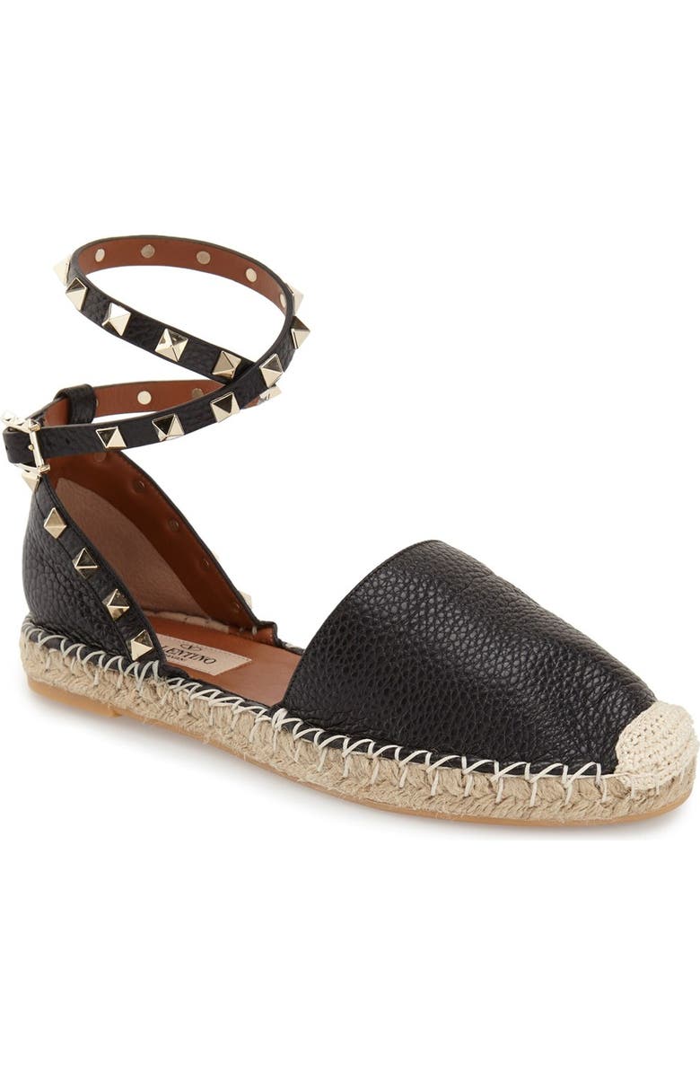 Valentino Garavani 'Rockstud' Ankle Strap Espadrille, Main, color,