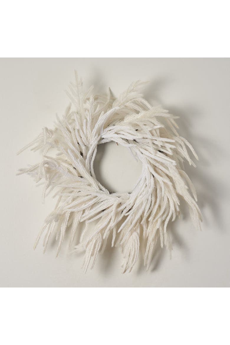 Real Touch White Norfolk Pine Front Door Christmas Holiday Winter Wreath, Main, color, White