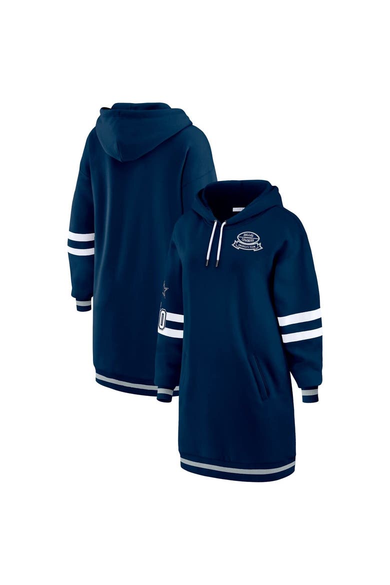 Women's WEAR by Erin Andrews Navy Dallas Cowboys Hoodie Dress, Main, color, Navy