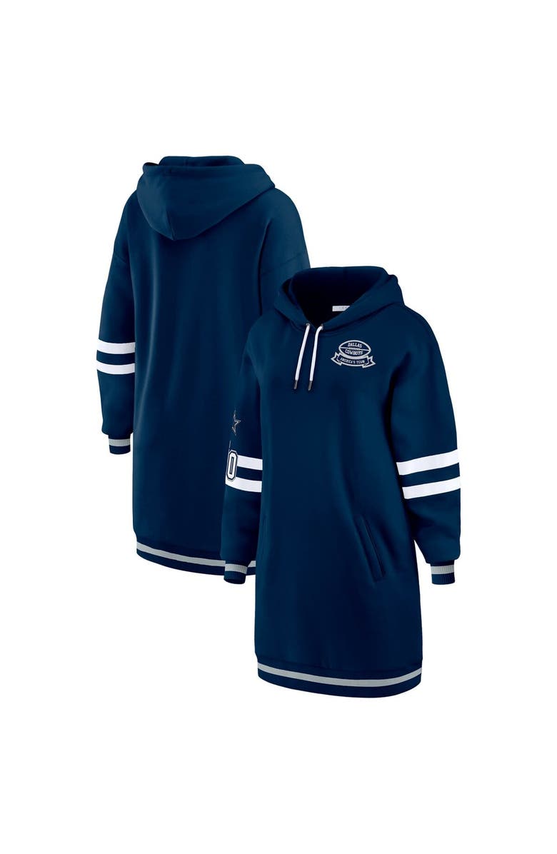 WEAR by Erin Andrews Women's WEAR by Erin Andrews Navy Dallas Cowboys Hoodie Dress, Main, color, Navy