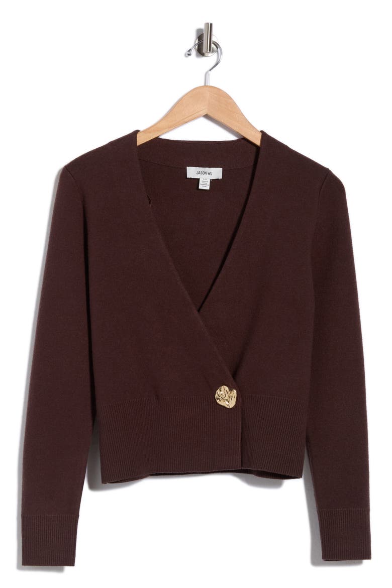 One Button Crop Cardigan, Main, color, CHOCOLATE