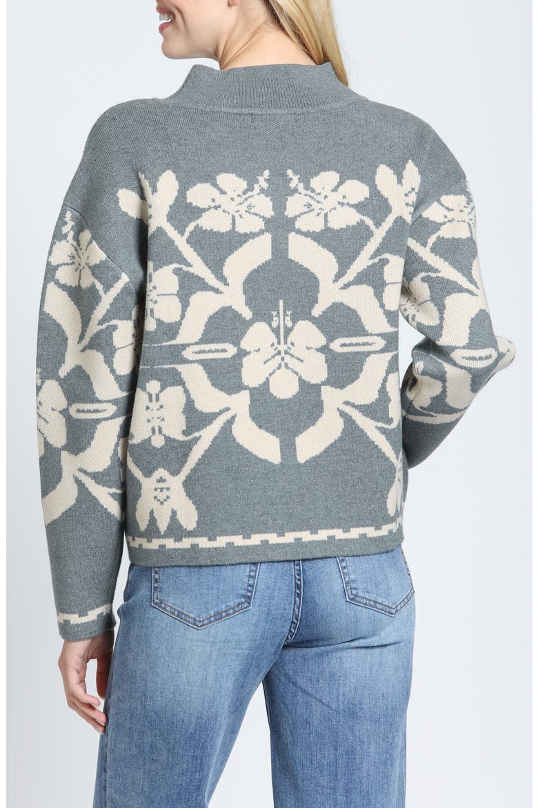 Floral Mock Neck Sweater, Alternate, color, STONE/OATMEAL
