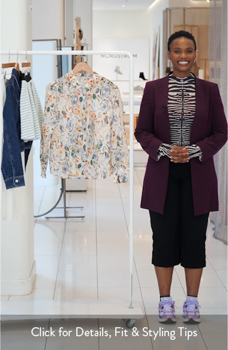 Pressed Flower Crochet Trim Cotton Button-Up Top, sales video thumbnail