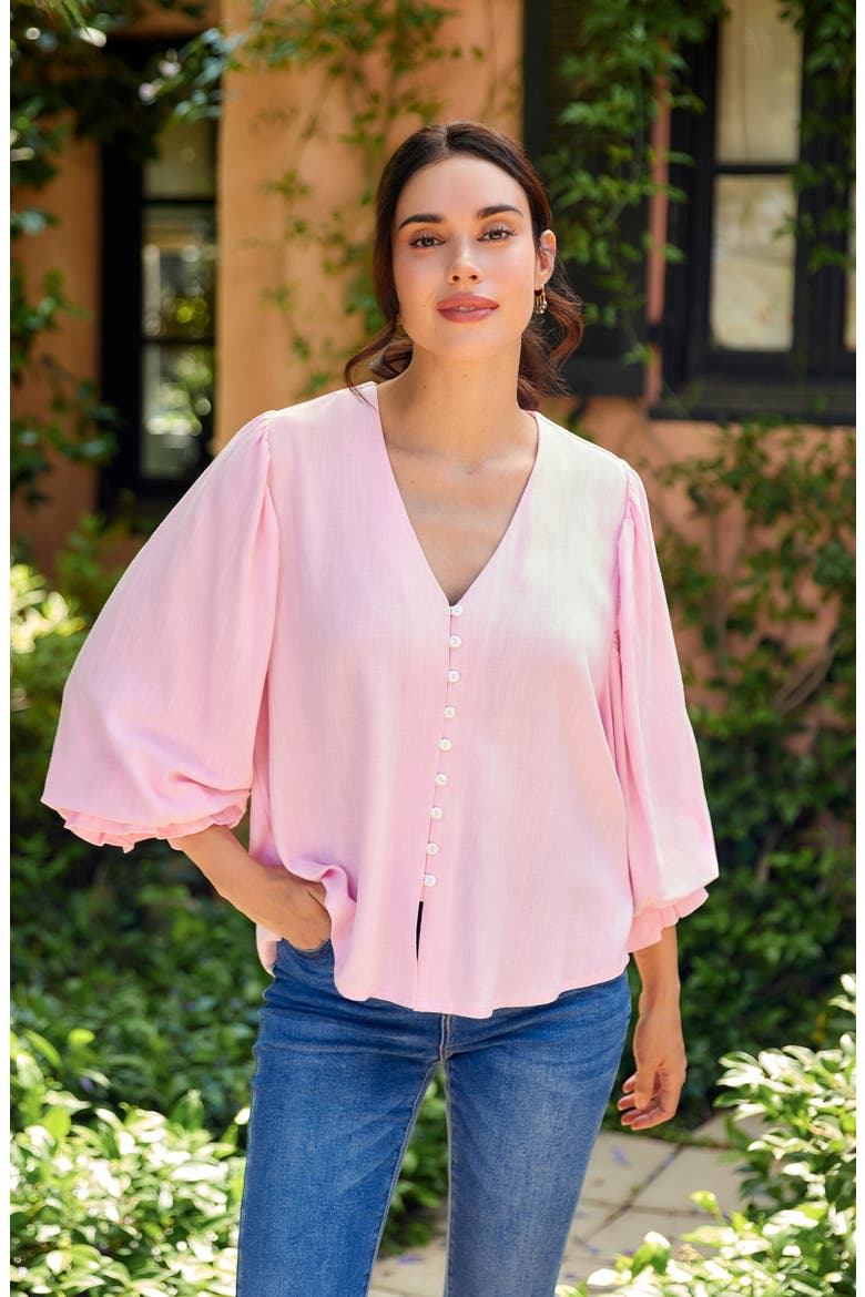 Linen Blend Top, Alternate, color, PINK