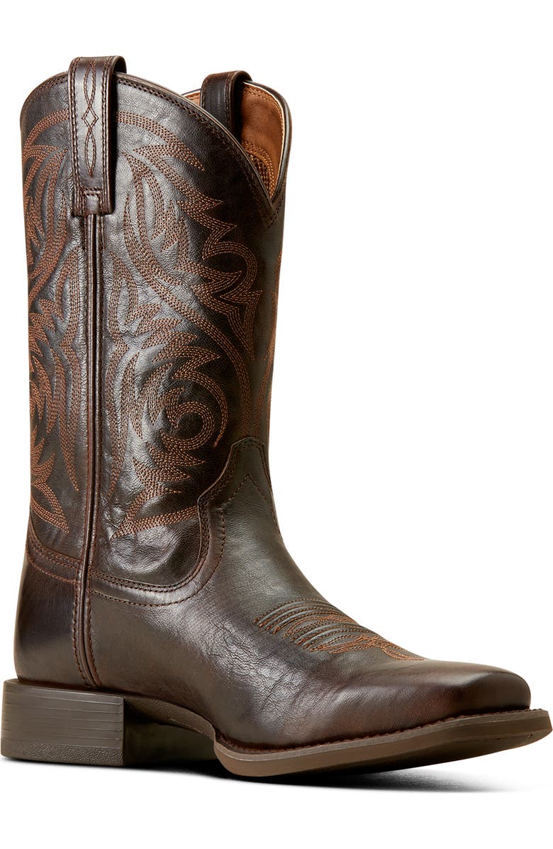 Ariat Sport Herdsman Square Toe Cowboy Boot, Main, color, Burnished Chocolate
