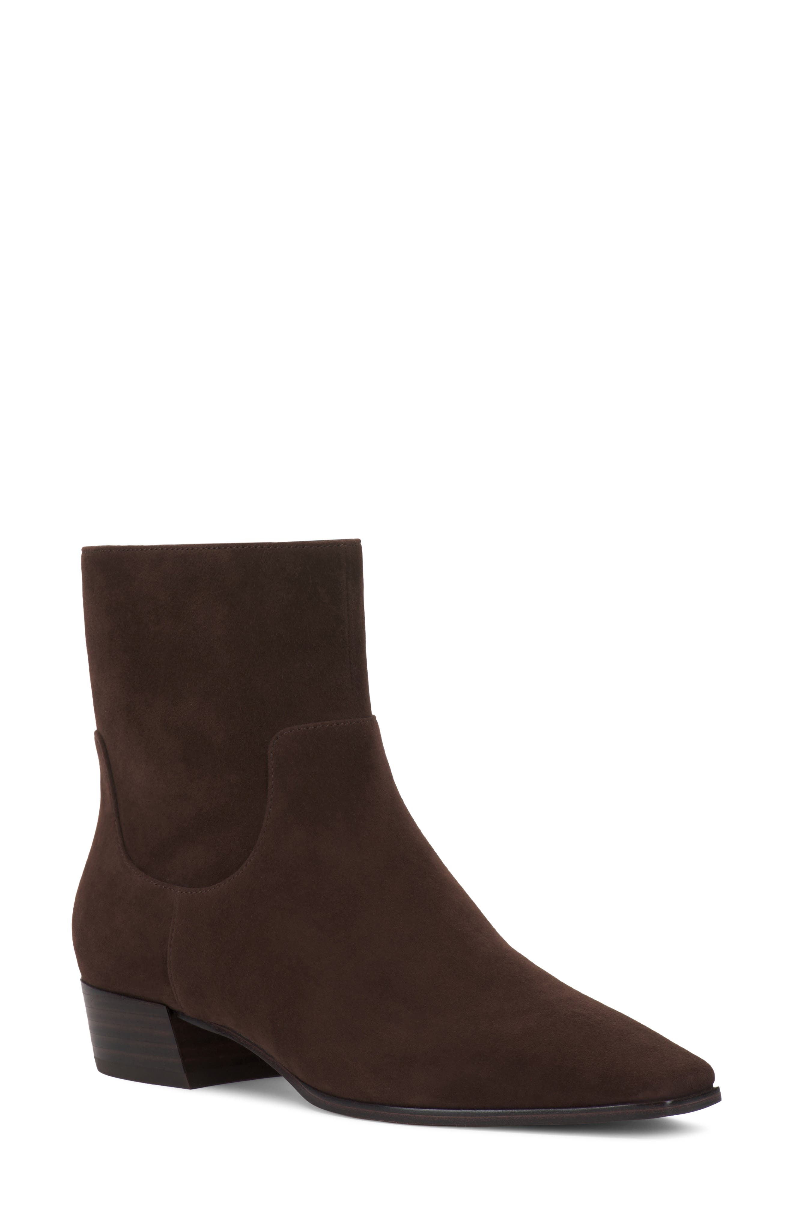 Pertula Leather Bootie, Main, color, BROWNIE