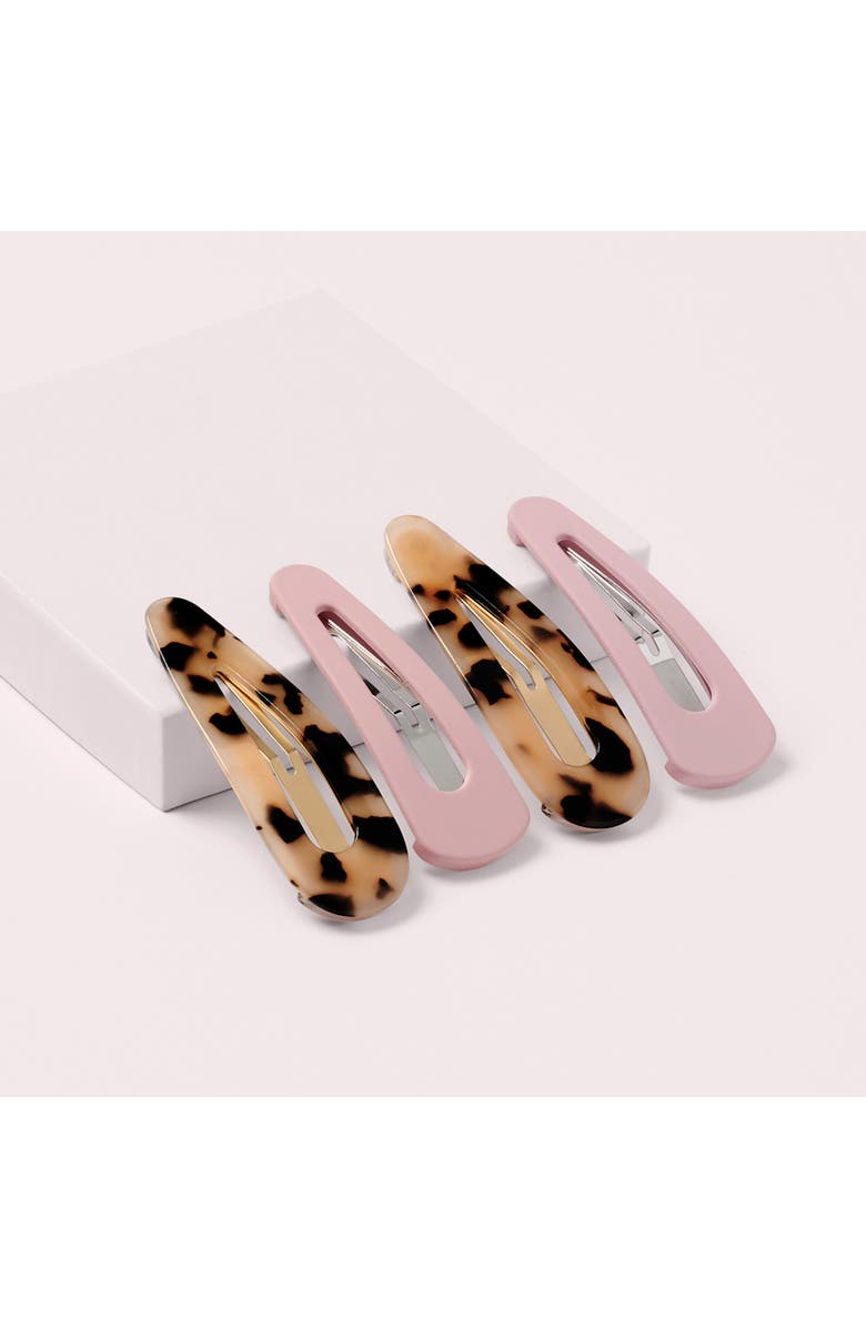 The Hair Edit Snap Pack of 4 Assorted Hair Clips, Alternate, color, Beige Multi