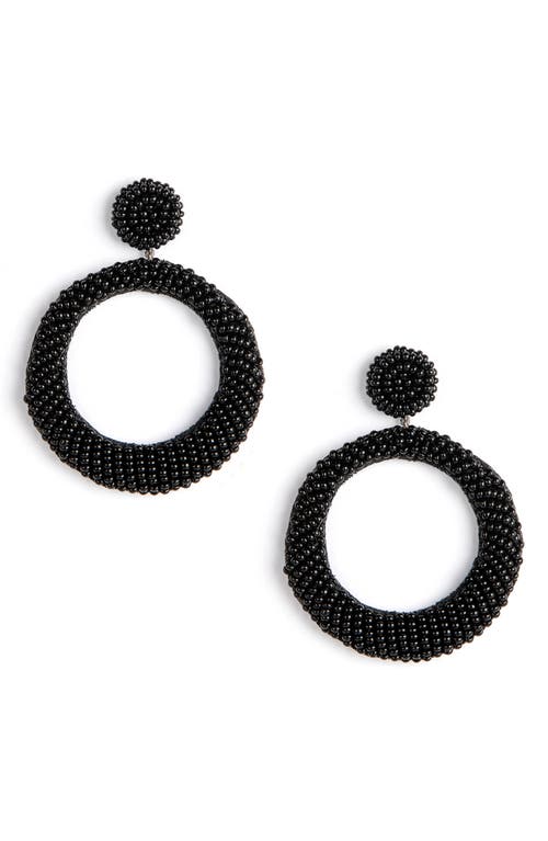 Deepa Gurnani Asta Beaded Hoop Drop Earrings In Black